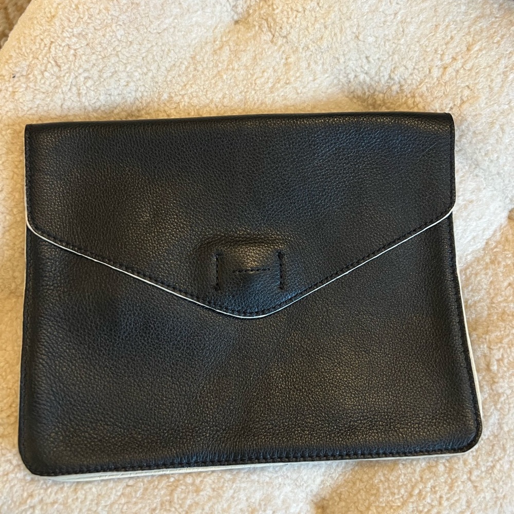 Black and white Leather envelop clutch
